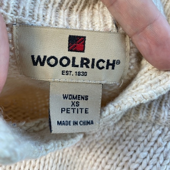 Woolrich Sweater Bird Motif Deep Ecru Heather Size XSP - Picture 8 of 10